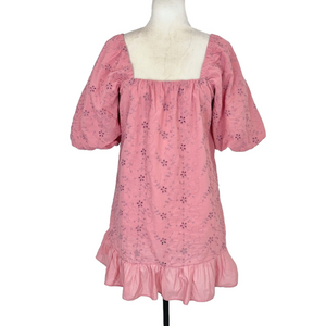 Zara pink floral eyelet dress